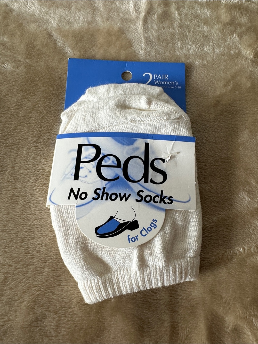 Women’s Peds No-Show Socks for clogs- White by Lycra, fits Sz:5-10 NWT (2 pairs)